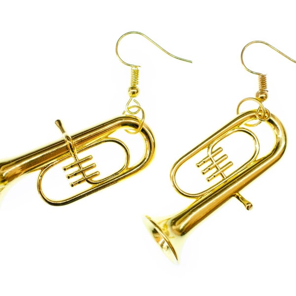 Tuba Ohrringe Tenorhorn Miniblings Orchester Jazz Tubas Tubist mit Box vergoldet
