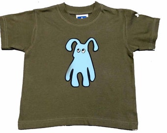 Baby T-Shirt KALLE FUX Handarbeit Kindershirt Kinder Tshirt khaki Hund Gr. 68