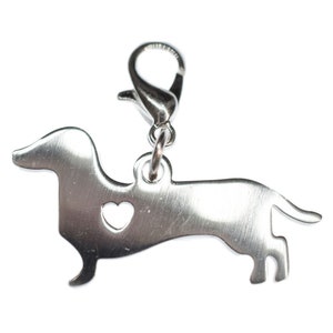 Dachshund Dog With Heart Charm Pendant Bracelet Miniblings Silver