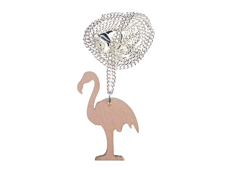 Wooden Flamingo Necklace Miniblings Bird Birds Exotic Pink 45Cm Wood