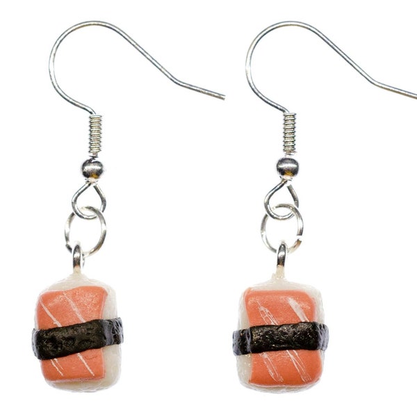 cintre Boucles d'oreille nigiri sushi poisson Cuisine japonaise rose diagonale