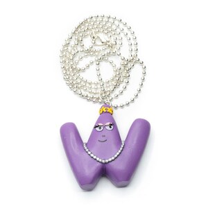W collier Barbapapa 80cm Miniblings lettre pendentif initiale Barbamama violet