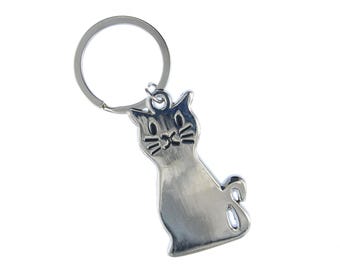 Cat Key Ring Chain Miniblings Kids Children Kitty Silver