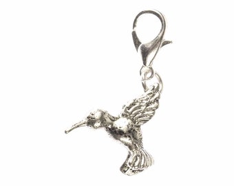 Hummingbird Charm Pendant Zipper Pull For Bracelet Wristlet Miniblings Silver