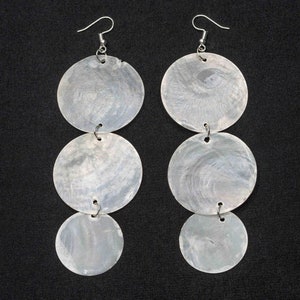 Mother-of-pearl slice earrings Miniblings pendant real shells mother-of-pearl white 3pcs XL