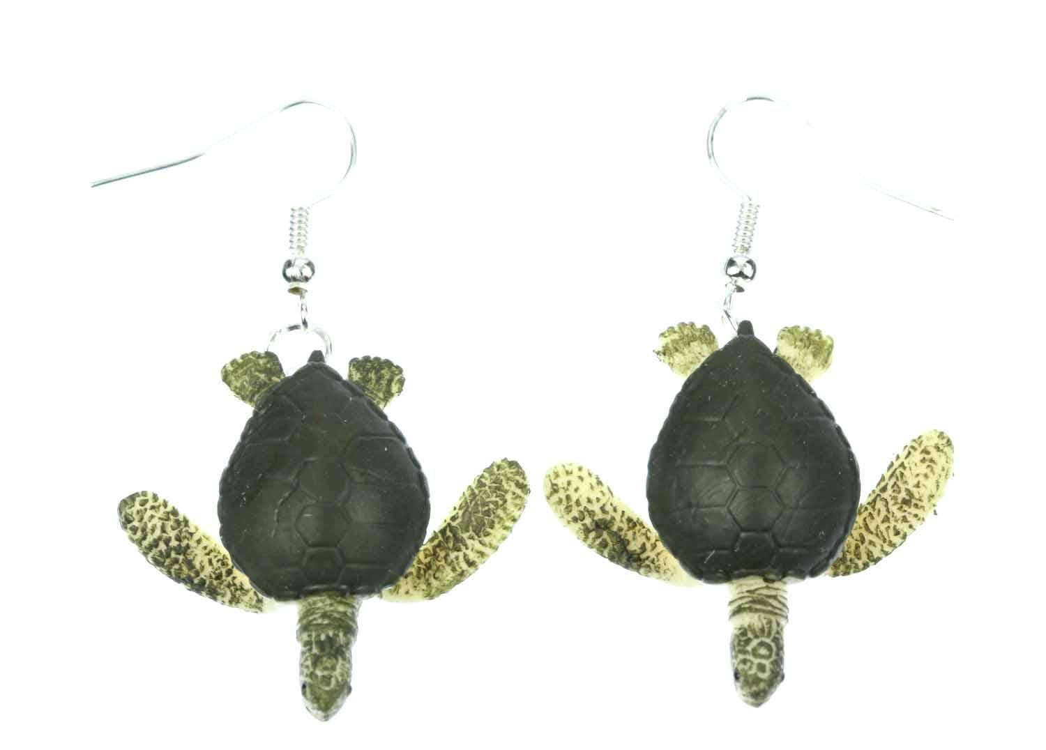 Turtle Keychain - Green Sea Turtle Animal Ocean Themed Key Ring, Hard Rubber Pendant, Handmade In Germany