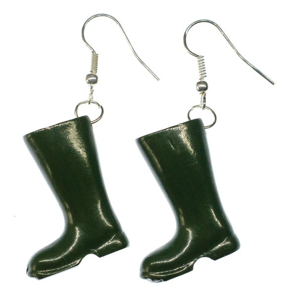 Bottes caoutchouc Boucles d'oreille vertes bottes argente Bottes