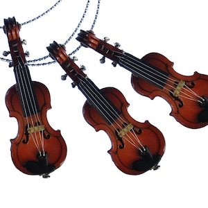 3 Stück Weihnachtsbaumanhänger Baumschmuck Anhänger Xmas Geige Violine Holz