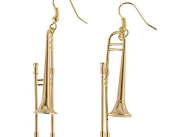 Trombones Earrings Trombone Trombonist Miniblings Orchestra Jazz Gold Plated +Box