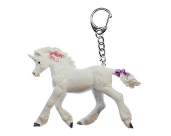 Unicorn Key Ring Chain Miniblings Horse Pony Fairy Tale Animal White Pink