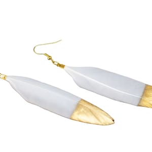 Pendientes de plumas Miniblings Colgante Pájaro Pluma Pájaro Mosca Boho Hippie Oro Blanco