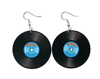 Record Earrings Miniblings Records LP Vinyl DJ Music Black Blue XL