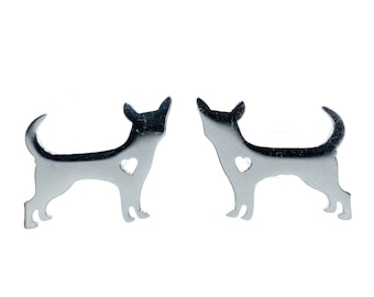 Chihuahua Earrings Ear Studs Earstuds Miniblings Dog Pet Animal Silver