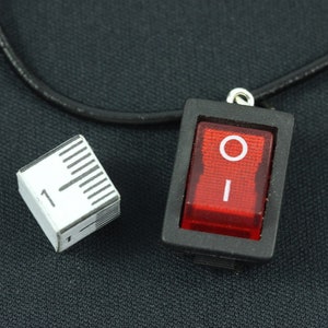 On / off Switch Necklace Miniblings 45cm Upcycling Vintage Leather ...