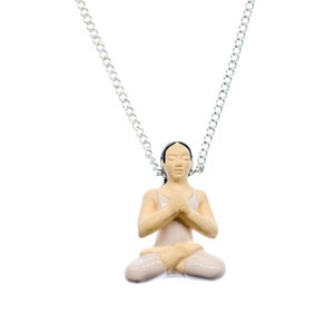 Yoga Lotus Position Women Necklace Miniblings Ceramic Buddha 45Cm