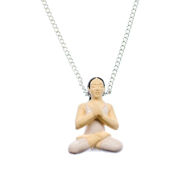 Yoga Lotussitz Frau Kette Halskette Miniblings Meditation 45cm Buddhismus Yoga