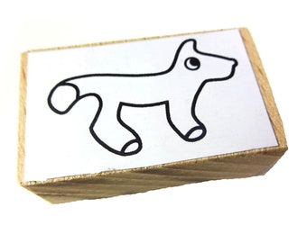 Timbre Motivstempel Kalle Fux chien renard en bois à la main trois 5x1 8cm