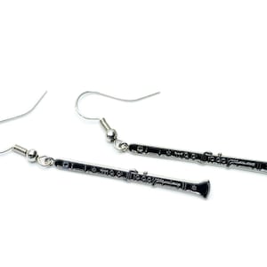Boucles D'oreilles Clarinette Miniblings Suspendues Instrument De Musique Noir Métal Mince image 2