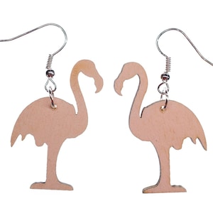 Boucles D'oreilles FLAMANT Rose En Acrylique Et Plexiglas Découpé Au Laser - France