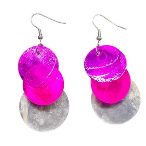 Pearl Earrings Discs Miniblings Hippie Boho Pink White