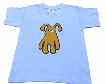 Baby T-Shirt KALLE FUX Handarbeit Kinder Tshirt blau Hund braun Gr.86/92