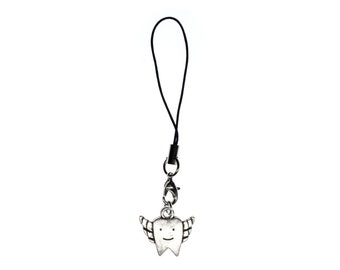 Tooth With Wings Mobile Cell Phone Charm Pendant Miniblings Teeth Dentist Fairy