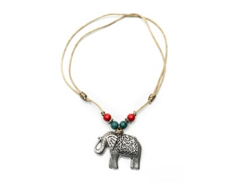 Elefant chain Miniblings pendant necklace cord handcraft hippie boho pearls