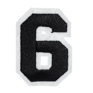 Iron On Patch Six College Number Miniblings White Black Press Ironing Numbers 6