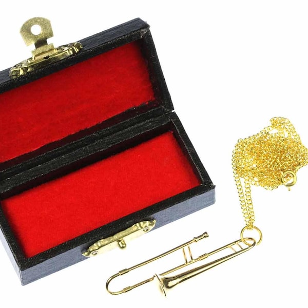 Miniblings trompettes Collier 60 cm tromboniste or Jazz Orchestra + Box