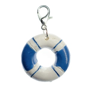 Livesaver Life Buoy Maritimee Charm Pendant Hip Sailing Boat Miniblings Blue White