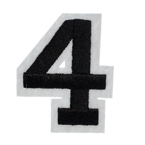 Iron On Patch Four College Number Miniblings White Black Press Ironing Numbers 4