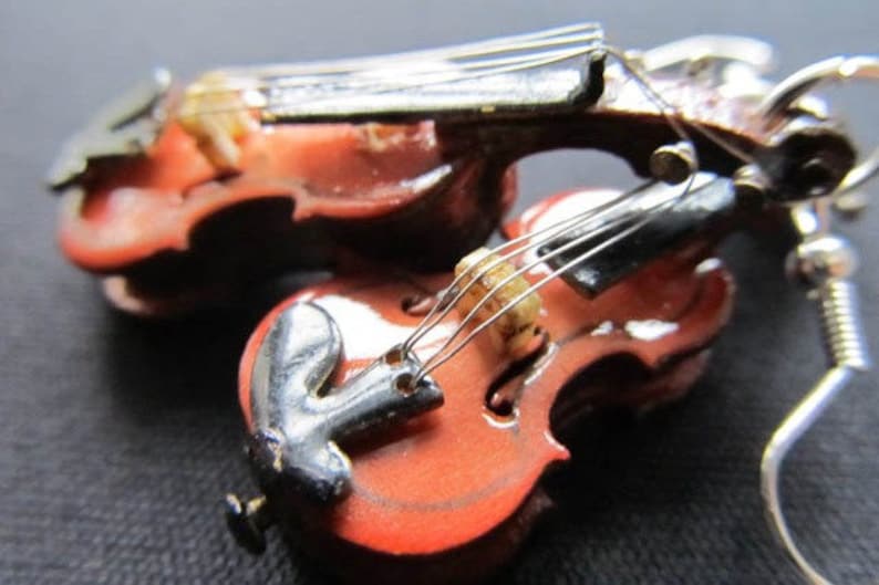 Violin Earrings 2 Violins Wood Miniblings Violinist Music Etsy