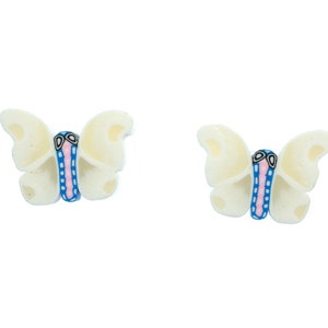 White Butterfly Earrings Ear Studs Earstuds Miniblings Butterflies Moth Mini