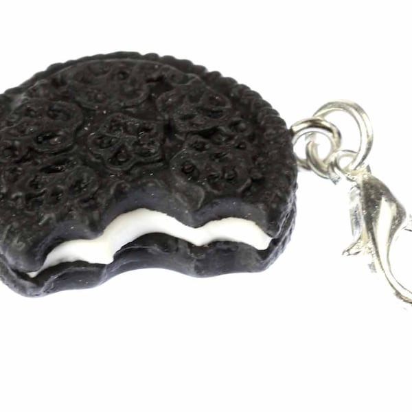 Double Cookie With Bite Charm Pendant Bracelet Wristlet Miniblings Biscuit Dark