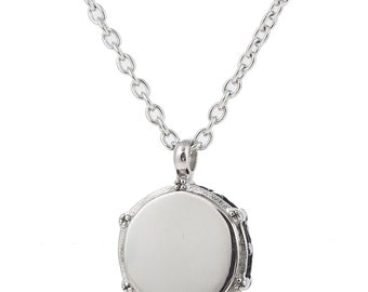 Collier tambourtambours musicaux musiciens en acier inoxydable plaque argent