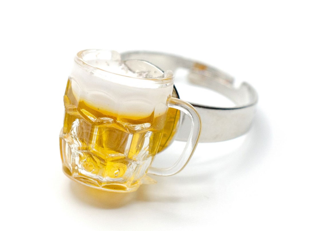 Beer Glass Ring Miniblings Finger Ring Beer Mug Beer Glass Oktoberfest ...