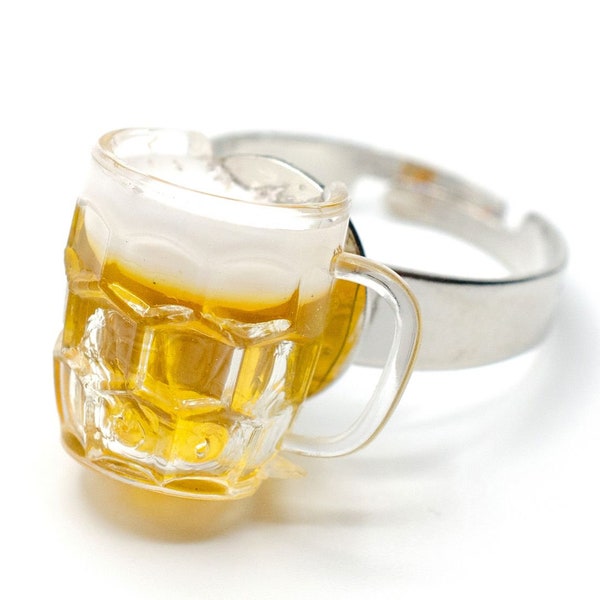 Bague en verre à bière Miniblings bague à bière chope à bière verre à bière Oktoberfest mesure ronde