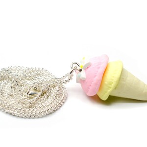 Ice Cream Cone Cornet Necklace 80Cm Miniblings Dessert Sugar Yellow Pink