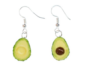 Avocado Earrings Ear Miniblings Fruits Fruit Superfood Berry Eating Green Silver
