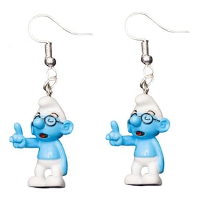Brainy Smurf Earrings Miniblings Smurfs Series Book Smurf Book