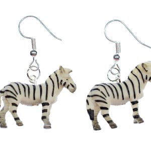 Zebra Earrings Miniblings Animal Africa Savanna Rubber 25 Mm Safari