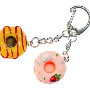Donuts Keychain Glaze Sprinkles USA Colorful Mix Pendant Keyring 2 pieces