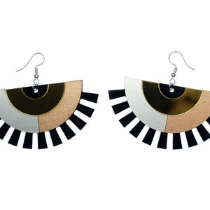 Ethnic Semicircle Earrings Miniblings Fan Sun Acrylic Glass Gold Rose Black