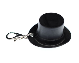 Top Hat Charm Pendant Bracelet Wristlet Miniblings Magician Circus Black