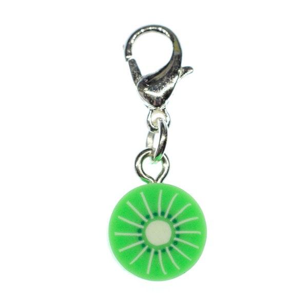 Kiwi Charm Miniblings Fermeture Éclair Pendentif Fruit Exotique Tranche Vert