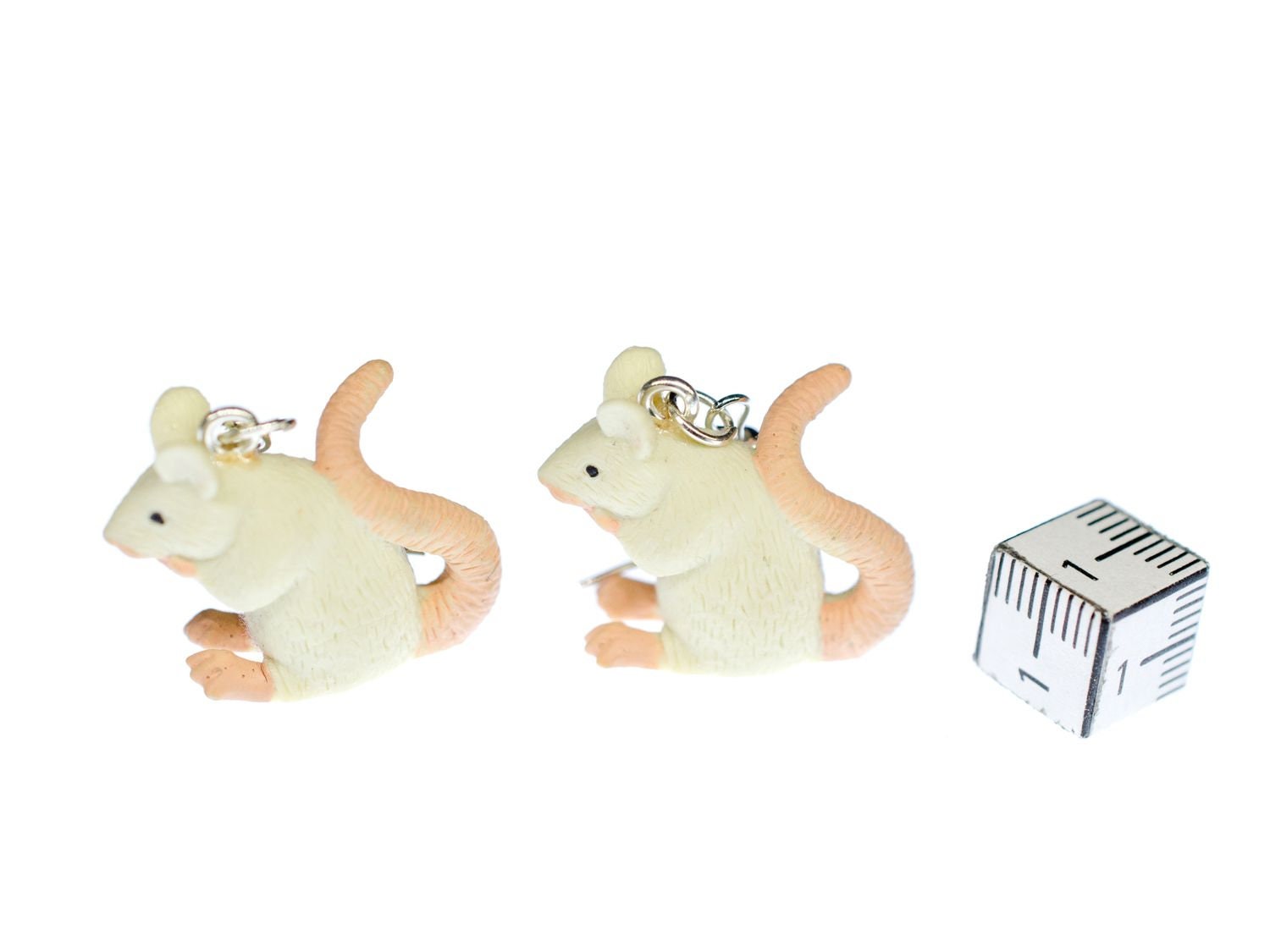 Miniblings Orecchini A Topolino/Ratto In Gomma - Fatto A Mano, Argento, Marrone, 18mm, Regalo Simpatico - 3