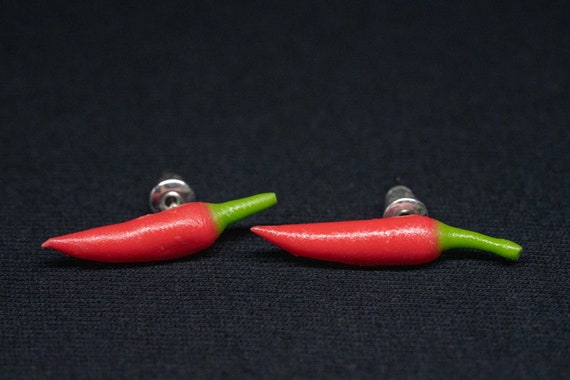 Miniblings pepe orecchini gancio peperoni grande rosso cottura cuoco - Gioielli fatto a mano placcati argento I Orecchini