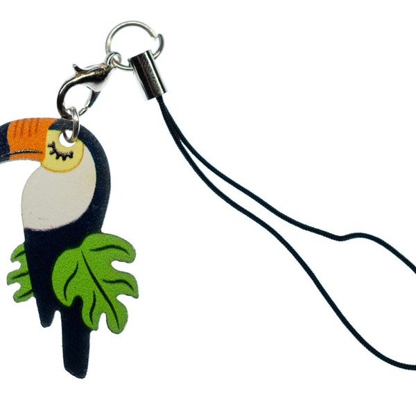 toucan Pendentif pour telephone mobileanimal oiseau perroquet bois exotique