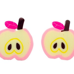 Pendientes de botón de manzana Miniblings pendientes de botón fruta frutas manzana fruta rosa blanco