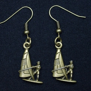 Surf Earrings Miniblings Windsurfer Windsurfing Surfing Surfboard Bronze 25Mm